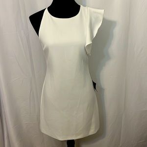 NWT Lulu’s white dress with single ruffle (s)